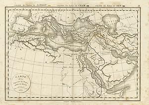 Antique Map-People spread after Deluge-Middle East-Europe-Asia-Delamarche-1832