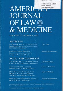 American Journal of Law & Medicine Vol 28 No. 4 2002: Consent and the Elusive Dichotomy Between S...