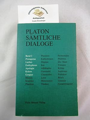 Bild des Verkufers fr Smtliche Dialoge. Ausgabe in sieben Bnden. In Verbindung mit Kurt Hildebrandt, Constantin Ritter und Gustav Schneider herausgegeben und mit Einleitungen,Literaturbersichten, Anmerkungen und Registern versehen von Otto Apelt - HIER: Band I: Vorwort und Einleitung zur Gesamtausgebe von Otto Apelt. Protagoras. Laches und Euthyphron. Apologie und Kriton. Gorgias. zum Verkauf von Chiemgauer Internet Antiquariat GbR