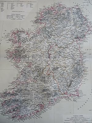 Ireland Dublin Derry Galway Cork 1885 Flemming detailed map