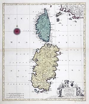 "Mappa Geographica exhibens Regna sive Insulas Sardiniae ac Corsicae." - Sardegna Corse Corsica S...