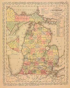 Bild des Verkufers fr A New Map of Michigan with its Canals, Roads, & Distances zum Verkauf von Argosy Book Store, ABAA, ILAB