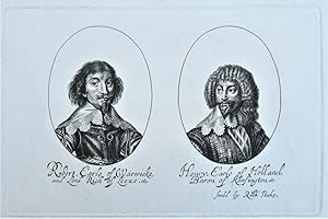 Antique print, Robert Earl of Warwicke and Henry Earle of Holland, engraved c1640