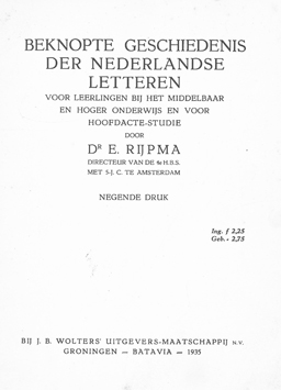 Beknopte Geschiedenis der Nederlandse Letteren.