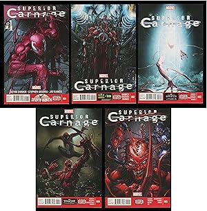 Imagen del vendedor de Superior Carnage Comic Set 1-2-3-4-5 Lot Spider-Man Symbiote Clayton Crain art a la venta por CollectibleEntertainment