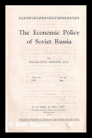 Immagine del venditore per The Economic Policy of Soviet Russia venduto da MW Books