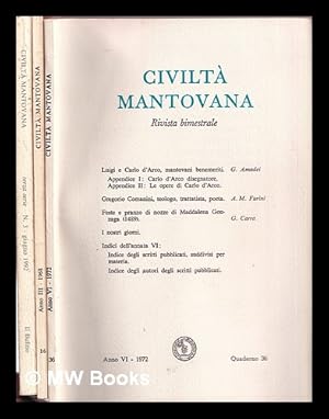 Imagen del vendedor de Civilt mantovana rivista bimestrale: three issues: Anno IIIm 1968 ; Anno VI, 1972 ; Anno XXVII, 1992 a la venta por MW Books