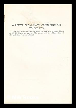 Imagen del vendedor de A letter from Mary Craig Sinclair to Eve Fox a la venta por MW Books