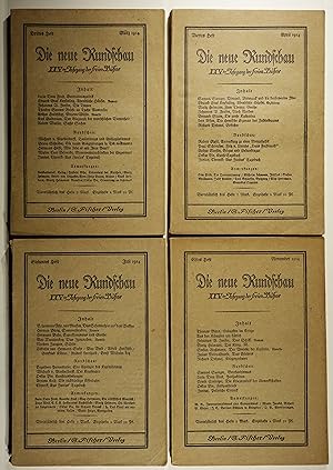 Die neue Rundschau. XXV. Jahrgang. Heft 3, 4, 7 und 12 vom Jahr 1914.