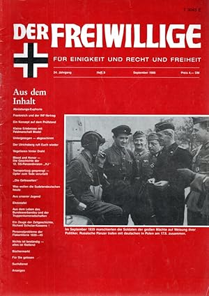 Imagen del vendedor de Der Freiwillige. Fr Einigkeit und Recht und Freiheit 34. Jg, Heft 9 (September 1988) a la venta por Antiquariat Jterbook, Inh. H. Schulze