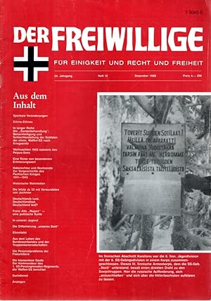Imagen del vendedor de Der Freiwillige. Fr Einigkeit und Recht und Freiheit 34. Jg, Heft 12 (Dezember 1988) a la venta por Antiquariat Jterbook, Inh. H. Schulze