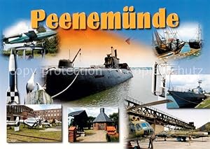 Postkarte Carte Postale 73840345 Peenemuende Teilansichten mit Duesenjaeger Raketen Uboot Schiffe...