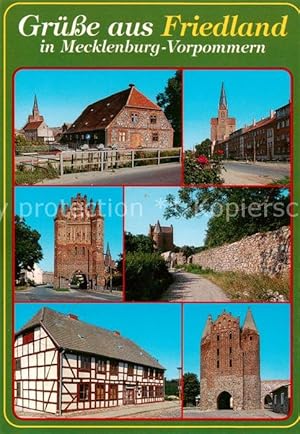 Postkarte Carte Postale 73840225 Friedland Mecklenburg Kirche Stadttor Mauer Fachwerkhaus Friedla...