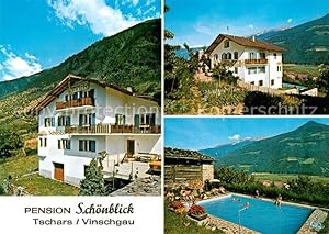 Postkarte Carte Postale 73844097 Tschars Trentino IT Pension Schoenblick Swimming Pool Panorama V...