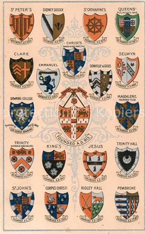 Postkarte Carte Postale 73843386 Wappen Founded A.D.915 Jesus Trinity Hall Clare