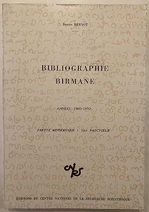 Imagen del vendedor de Bibliographie birmane, annes 1960-1970 : Partie mthodique a la venta por Joseph Burridge Books