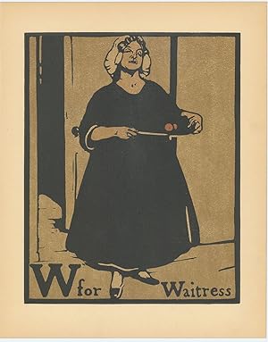 Seller image for W for Waitress. From "An Alphabet". for sale by Robert Frew Ltd. ABA ILAB