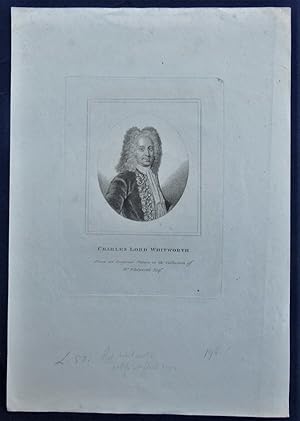 Antique print, Charles Lord Whitworth, stipple engraving