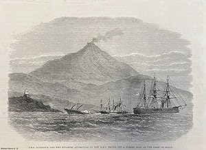 Bild des Verkufers fr The Loss of H.M.S. Psyche off the Coast of Sicily: H.M.S. Caledonia Attempting a Rescue. An original print from the Illustrated London News, 1871. zum Verkauf von Cosmo Books