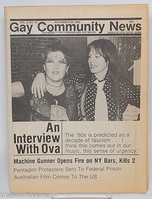 Immagine del venditore per GCN: Gay Community News; the weekly for lesbians and gay males; vol. 8, #19, Nov. 29, 1980; An Interview With Ova venduto da Bolerium Books Inc.