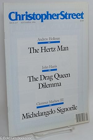 Bild des Verkufers fr Christopher Street: #217, September, 1994: The Drag Queen Dilemma zum Verkauf von Bolerium Books Inc.