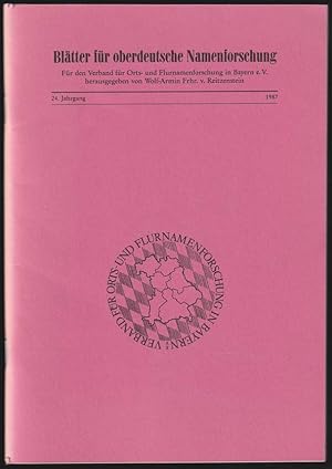 Imagen del vendedor de Bl�tter f�r oberdeutsche Namenforschung. 24. Jahrgang. a la venta por Antiquariat Dennis R. Plummer