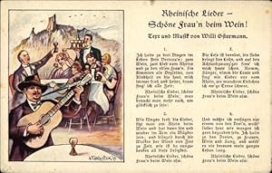 Bild des Verkufers fr Lied Ansichtskarte / Postkarte Willi Ostermann, Rheinische Lieder, Schne Frau'n beim Wein zum Verkauf von akpool GmbH
