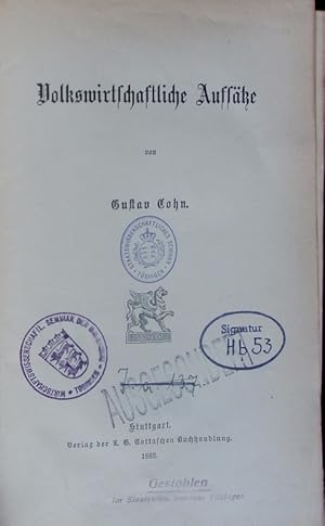 Bild des Verkufers fr Volkswirtschaftliche Aufstze. zum Verkauf von Antiquariat Bookfarm