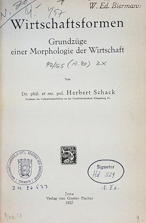 Seller image for Wirtschaftsformen. Grundzge einer Morphologie der Wirtschaft. for sale by Antiquariat Bookfarm