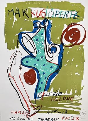 Lüpertz. Sculptures. Galerie Lelong 1986. [Signiertes Plakat, Original-Farblithografie / signed p...