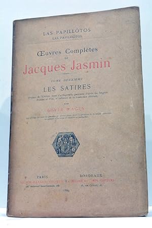 Imagen del vendedor de uvres compltes de Jacques Jasmin. Tome deuxime. Les satires. a la venta por ltimo Captulo S.L.
