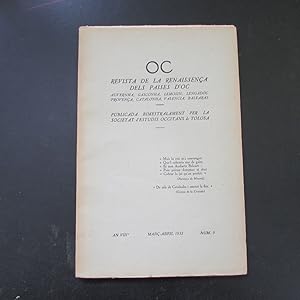 Seller image for OC - Revista de la Renaissena dels Paises d'Oc, An VIII, Marc-Abril 1932, Num. 5 (Auvernha, Gasconha, Lemosin, Lengadoc, Provena, Catalonha, Valencia, Balearas) for sale by Bookstore-Online