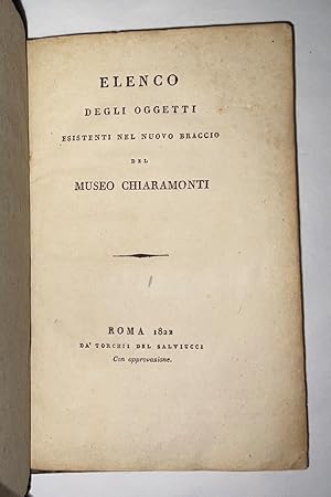 Elenco degli Oggetti Esistenti nel Nuovo Braccio del Museum Chiaramonti