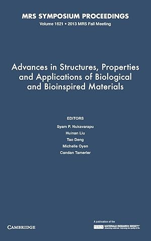 Immagine del venditore per Advances in Structures, Properties and Applications of Biological and Bioinspired Materials: Volume 1621 venduto da moluna