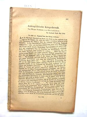 Imagen del vendedor de Auenpolitische Kriegschronik. So oder so: England hat den Krieg verloren. Separatabdruck aus ???. a la venta por Versandantiquariat Dr. Wolfgang Ru