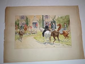 An Elegant French hunting party 1907. Signed.