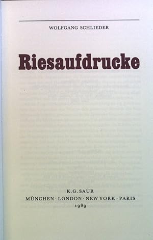 Seller image for Riesaufdrucke. Volkstmliche Grafik im alten Papiermachergewerbe. for sale by books4less (Versandantiquariat Petra Gros GmbH & Co. KG)