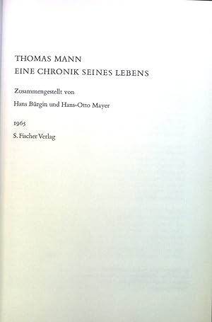 Seller image for Thomas Mann : Eine Chronik seines Lebens. for sale by books4less (Versandantiquariat Petra Gros GmbH & Co. KG)
