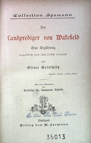 Bild des Verkufers fr Der Landprediger von Wakefield - Eine Erzhlung. Deutsche Hand- und Hausbibliothek: Collection Spemann. zum Verkauf von books4less (Versandantiquariat Petra Gros GmbH & Co. KG)