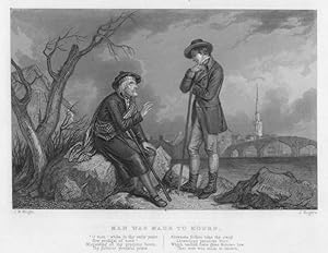 MAN WAS MADE TO MOURN, BY ROBERT BURNS,1842 Steel Engraved Print