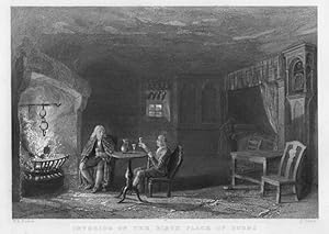 INTERIOR OF THE BIRTHPLACE OF BURNS,1842 Steel Engraved Portrait Print