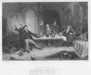THE WHISTLE,A Baronial Hall,1842 Steel Engraved Print