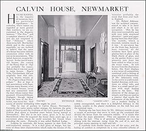 Bild des Verkufers fr Calvin House, Newmarket. Several pictures and accompanying text, removed from an original issue of Country Life Magazine, 1930. zum Verkauf von Cosmo Books