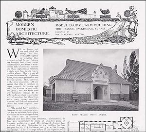 Bild des Verkufers fr Model Dairy Farm Building, The Grange, Hackbridge, Surrey. Designed by Maxwell Ayrton. Several pictures and accompanying text, removed from an original issue of Country Life Magazine, 1930. zum Verkauf von Cosmo Books