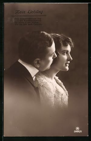 Bild des Verkufers fr Foto-Ansichtskarte RPH Nr. 3966 /6: Mann ksst zrtlich seine Frau, Mein Liebling zum Verkauf von Bartko-Reher