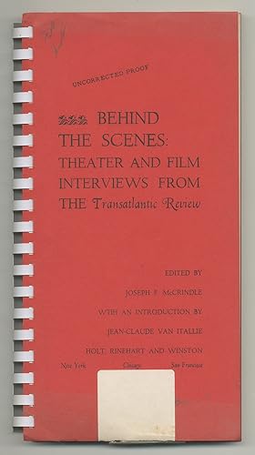 Bild des Verkufers fr Behind the Scenes: Theater and Film Interviews from the Transatlantic Review zum Verkauf von Between the Covers-Rare Books, Inc. ABAA