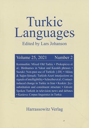 Immagine del venditore per Turkic Languages. Vol. 25, No. 2. venduto da Fundus-Online GbR Borkert Schwarz Zerfa
