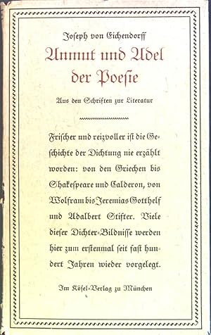 Bild des Verkufers fr Anmut und Adel der Poesie : Aus d. Schriften zur Literatur. zum Verkauf von books4less (Versandantiquariat Petra Gros GmbH & Co. KG)