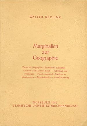 Imagen del vendedor de Marginalien zur Geographie. a la venta por Versandantiquariat Boller