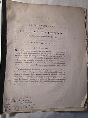 Du mouvement dans la machine d'Atwood, en ayant égard à l'élasticié du fil (Lu le 25 Novembre 1831)